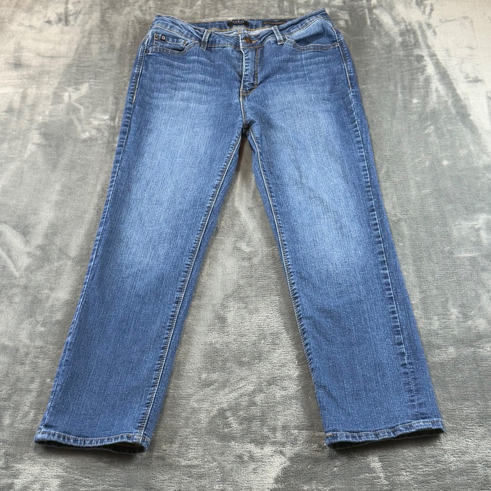 Curve Appeal Off-Duty Straight Jeans Medium Wash Stretch Womens 10 RN120246